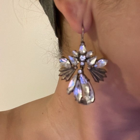 J Crew crystal/ distressed gold drop earrings - Picture 4 of 4